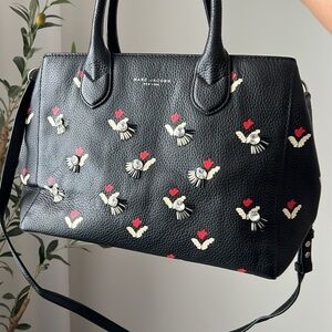 MARC JACOBS Grained Calfskin Embellished Tulip Print Tote